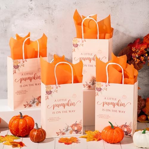 Kolldenn 50 Sets Thanksgiving Fall Gift Bags with Handles and Tissue Paper - Image 4