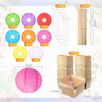 Namalu 24 Set Hot Air Balloon Table Centerpieces Baby Shower Party Decoration Paper Lanterns with Wooden Basket Sticks for Summer Birthday School DIY Craft(Rainbow Color) - Image 2