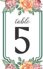 Flower Table Cards Number 1-40 Double Sided For Wedding Reception Event Party Baby Shower Birthday 4x6, AT-TABLE-CARD-867 by Unknown