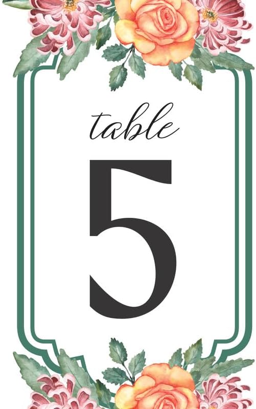 Flower Table Cards Number 1-100 Double Sided For Wedding Reception Event Party Baby Shower Birthday 4x6 by Unknown