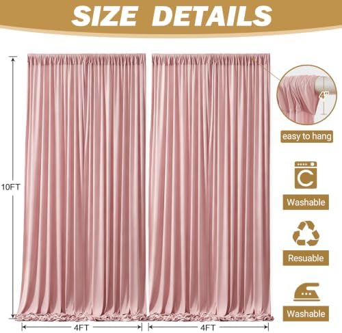 32ftx10ft Wrinkle Free Dusty Rose Backdrop Curtain - 10 Feet Photography Backdrop Drapes, Silky Polyester Back Drop Cloth for Wedding Baby Shower Balloon Arch Background - Image 4