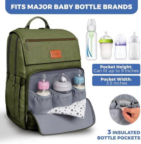 PILLANI Baby Diaper Bag Backpack - Large Bag for Boys & Girls, Waterproof Diaper Backpack - Baby Shower Gifts for Boys - Toddler Diaper Bag with Changing Pad - Large Capacity, Wide Opening Easy Access - Image 3