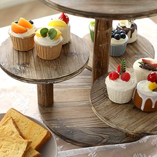 SwallowLiving 5 Tier Round Cupcake Tower Stand for 60 Cupcakes Wooden Cake Stands Farmhouse Tiered Tray Decor Cupcake Display for Birthday Graduation Baby Shower Tea Party and Wedding - Image 5