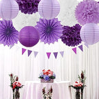 Purple Party Decoration Heart-Garland with Baby Bridal Shower Wedding Engagement Bachelorette Graduation Decor Streamers Paper Lanterns Fans - Image 7