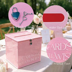Acrylic Card Box with Lock & Slot, Macaron Pink Wedding Card Boxes for Reception Monetary Envelope Cash Gifts, Large Gift Cards Holder Box for Graduation Bridal Baby Shower Party Supplies - Image 5
