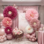 Giegxin 6 Pcs 40'', 31.4", 24" Boho Pink Giant Paper Flowers for Wall - Image 4