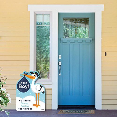 Big Dot of Happiness Custom Boy Special Delivery - Baby Arrival Sign - Blue It's A Boy Stork Personalized Baby Announcement & Welcome Yard Sign - Image 3