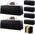 Black Polyester Table Cloths for Rectangle 8 Foot Tables, 6 Pack Wrinkle Free Tablecloths Stretchy Banquet Ruffle Fitted Table Cover Desk Skirt for Parties Wedding Birthday Baby Shower by Unknown