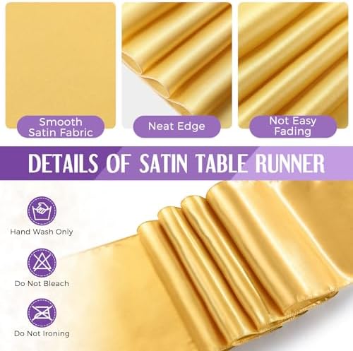 Tudomro 16 Pack Purple and Gold Plastic Tablecloths Satin Runner Set - Image 4