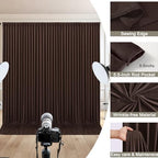 50x10ft Brown Backdrop Curtain for Wedding Parties Wrinkle Free Fabric Brown Drapes Backdrop Decoration for Baby Shower Birthday Photography Decoration 10 Panels, 5ft x 10ft - Image 4