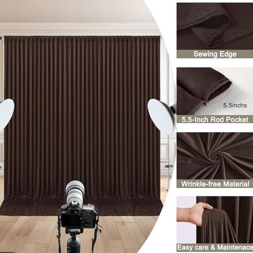 20x10ft Brown Backdrop Curtain for Wedding Parties Wrinkle Free Fabric Brown Drapes Backdrop Decoration for Baby Shower Birthday Photography Decoration 4 Panels, 5ft x 10ft - Image 5
