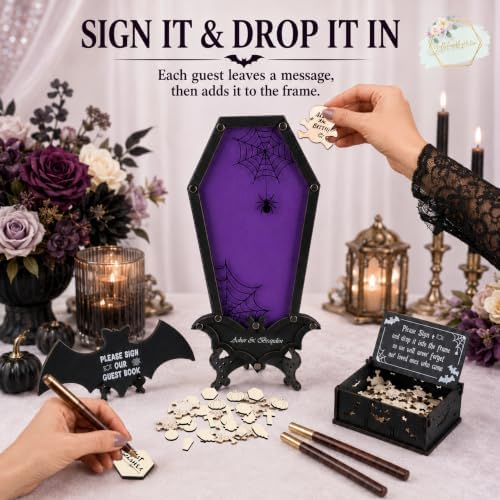 Halloween Wedding Guest Book Personalized Coffin Keepsake Frame - Image 3