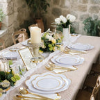 350Pcs White Gold Rim Heavy Duty Plastic Plates Dinnerware Set - Image 6