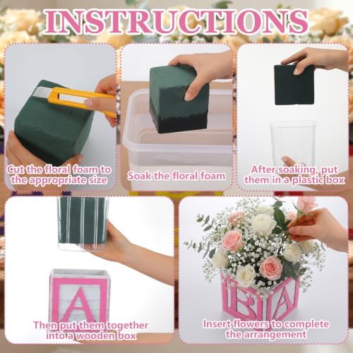 4 Set Pink Wooden Baby Boxes with Letters for Baby Shower Centerpieces - Image 3
