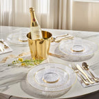DaYammi 175PCS Clear Gold Plastic Dinnerware Set for 25 Guests - Image 2