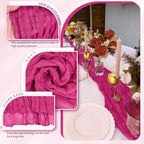 18 Pack Cheesecloth Table Runner 10FT Fuschia Table Runner Boho Gauze Cheese Cloth Table Runners Long Rustic Sheer Table Decorations for Wedding Party Baby Bridal Shower Birthday Holiday Spring - Image 3