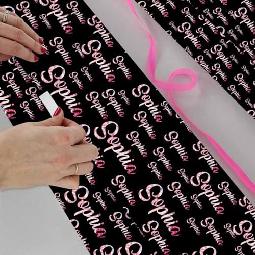 AOFUN Custom Name Text Christmas Wrapping Supplies for Boys Girls Men Women Designer Wrapping Paper Birthday Wrapping Happy Anniversary Wrapping Paper 3 Rolls 58" x 23" - Image 4