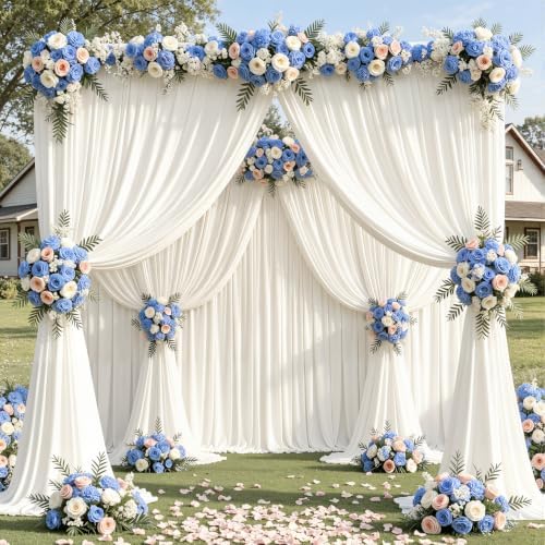 40x10ft Cream Backdrop Curtain Panels for Parties - Wrinkle Free Polyester Photo Curtain Backdrop Wedding Back Drop Fabric Drapes for Party Decorations Background for Photography - Image 2