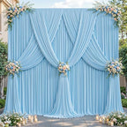 40ftx10ft Wrinkle Free Blue Backdrop Curtain - 10 Feet Photography Backdrop Drapes, Silky Polyester Back Drop Cloth for Wedding Baby Shower Balloon Arch Background - Image 5