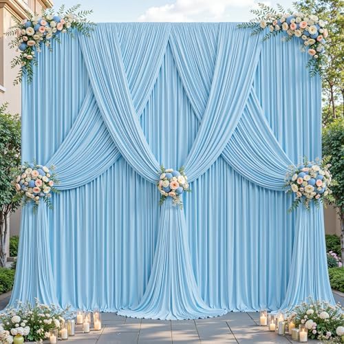 40ftx10ft Wrinkle Free Blue Backdrop Curtain - 10 Feet Photography Backdrop Drapes, Silky Polyester Back Drop Cloth for Wedding Baby Shower Balloon Arch Background - Image 5