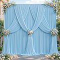 32ftx10ft Wrinkle Free Blue Backdrop Curtain - 10 Feet Photography Backdrop Drapes, Silky Polyester Back Drop Cloth for Wedding Baby Shower Balloon Arch Background by Unknown