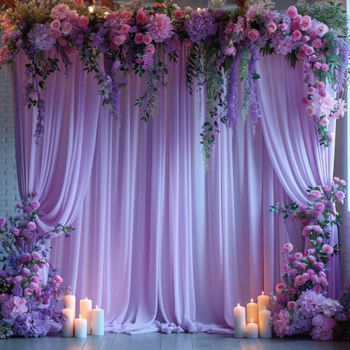 20x10ft Wrinkle Free Lavender Backdrop Curtain for Parties Soft Fabric Drapes Wedding Curtain Backdrop for Birthday Party Decorations Background for Photography 5x10ft,4 Panels by ESGOTBME