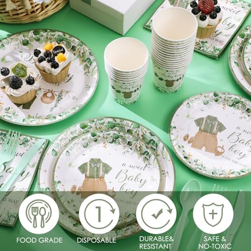 Dandat 350 Pcs Baby Shower Set, Boho, Green - Image 5