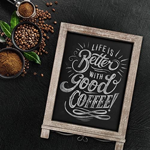 HBCY Creations Rustic Weathered Wooden Tabletop Chalkboard with Legs/Vintage Wedding Table Sign/Small Kitchen Countertop Memo Board/Antique Wooden Frame (12" x 17", 3- Weathered) - Image 5