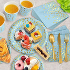 AIRE 175PCS Blue Gold Paper Party Plates Set, Disposable Dinnerware for 25 - Image 2