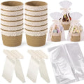 Thenshop 12 Pcs Small Woven Basket Empty with Gift Bags＆ Ribbons, Khaki by Thenshop