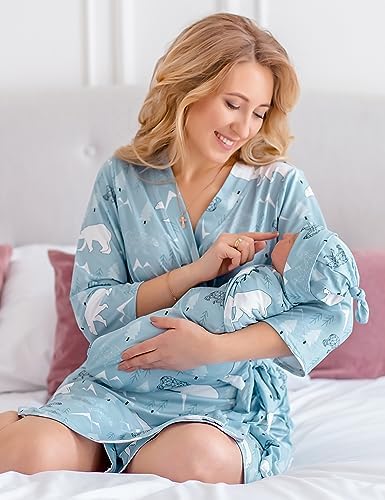 Mommy and Me Robe and Swaddle Set | Maternity Robe Matching Baby Girl, Boy - Image 2
