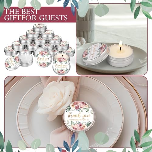 MTLEE 50 Pcs Wedding Candles Gift Favors for Guests 1 oz, Pink Rose - Image 4