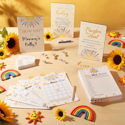 Sherr 476 Pcs Here Comes the Son Baby Shower Games, 6 Sets Activities - Image 2