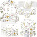 400 Pcs Wild Floral Disposable Paper Plates Napkins Cups Serve 50 Watercolor Floral Tableware Set for Spring Wedding Tea Party Decoration Bridal Shower Baby Shower(Elegant Color,Chic Style) by Sunnychicc