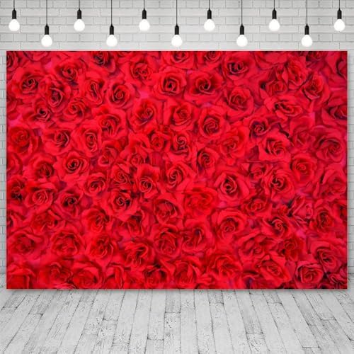 12x8ft Red Rose Backdrop Rose Flower Wall Background for Photography Valentines Day Backdrop Valentines Banner Wedding Bridal Shower Decor Birthday Decoration Mother's Day Photo Booth Prop - Image 3