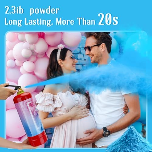 QIYVLOS Giant Gender Reveal Fire Extinguisher 2 Packs, Gender Reveal Ideas, Baby Boy Reveal Party Ideas for Gender Reveal Decorations with 2.3ib Powder (Blue) - Image 2