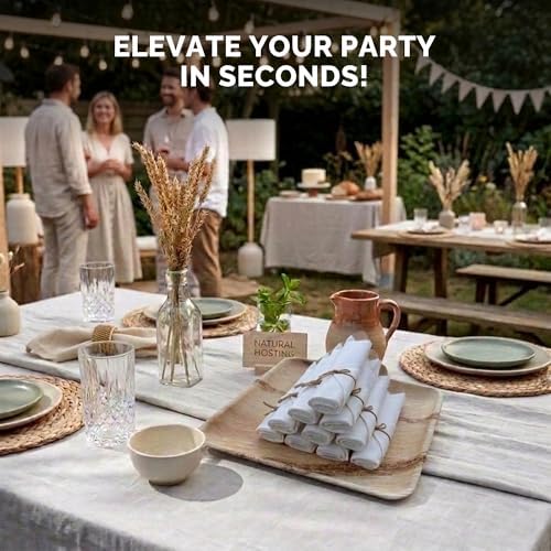 Prerolled Disposable Bamboo Cutlery Set – 50 Pack Pre Wrapped Silverware and Napkin Bundle with Forks, Knives, Spoons for Parties, Weddings, Events, and BBQ (Natural - Beige String) - Image 4