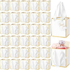 Yeaqee 100 Pcs Mini Paper Gift Bags with Handles Tag, White, Gold by Yeaqee