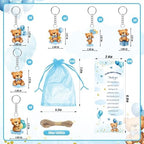 145 Pieces Baby Shower Favors for Guest Blue Teddy Bear Ballpoint Pens and Keychains Gifts for Boys Bulk Retractable Baby Shower Pens Gender Reveal Thank You Cards Souvenirs Prizes Party Favors - Image 3