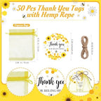 Funnymoom 50 Sets Bee Party Favors Shot Glasses Honey Bee Gifts for Guests Souvenir Sweet As Can Acrylic Clear Gender Reveal Party Thank Card and Organza Bags for Birthday - Image 3