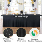 8 Pack Spandex Black Table Clothes for 8 Foot Rectangle Tables, Wrinkle Free Stretch Table Cloths 8FT, Fitted Table Cover Desk Skirt for Parties Weddings Birthday Banquet Events - Image 3