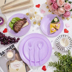 EjonirInjonir 150pcs Premium Purple Plastic Plates for Parties Matte Finish - Image 4