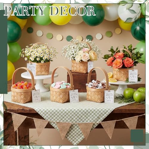 LemonRoad 20 Sets She's Fresh off The Market Mini Picnic Basket with Card Wood Mini Wood Woven Flower Fruit Picnic Chip Basket for Wedding Bridal Shower Birthday Baby Shower Favor Gift(Small) - Image 3