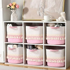 6 Pack Storage Basket for Shelves, Boho Cotton Rope Storage Bins with Heavy Tassel, Shelf Baskets Large Woven Baskets for Organizing, Cube Organizer Bins, Baby Laundry Basket for Clothes, Toys, Pets - Image 5