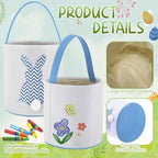 Honeydak 6 PCS Easter Baskets for Kids Fine-lined Wavy Bunny Tote Bags - Image 5