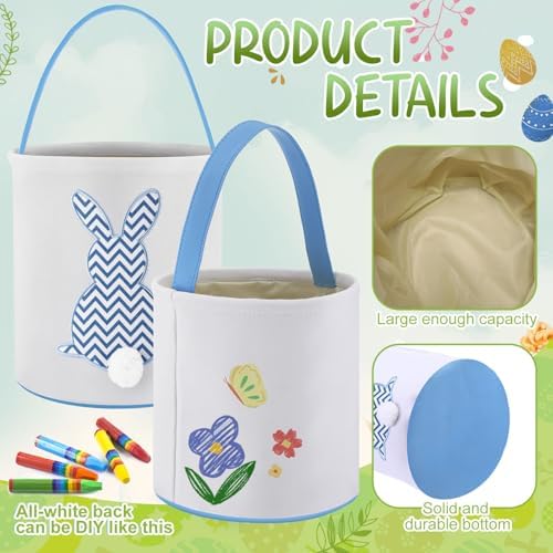 Honeydak 6 PCS Easter Baskets for Kids Fine-lined Wavy Bunny Tote Bags - Image 5
