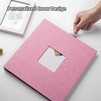 HoneyTolly Large Photo Album Self Adhesive, DIY Scrapbook Album for 3x5 4x6 8x10 Pictures, 60 Pages Linen Cover Memory Book, Ideal Gift for Family Wedding Baby Christmas Anniversary(Pink) - Image 2