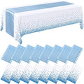 Tudomro 16 Pack White and Light Blue Plastic Tablecloths Satin Runner Set by Tudomro