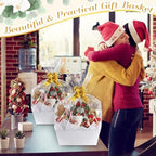 Fuyoooo 8 Pack White Basket for Gifts Empty to Fill, 10" x 8" Thick Sturdy Kraft Scalloped Edge Gift Basket with Handle, 8 Wrap Bag 8 Bow 16 Tissue Paper for Christmas Wedding Birthday Wrapping Gift - Image 4
