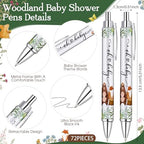 72 Sets Woodland Animals Baby Shower Favors Bulk Includes Ballpoint Pens Thank You Cards Cable Ties Woodland Baby Shower Gender Reveal for Guest Game Prizes Party Favors - Image 2